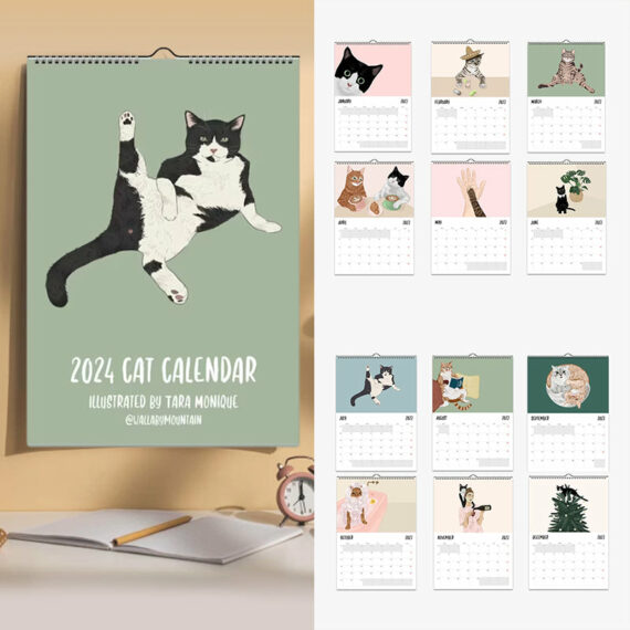 Cat Wall Calendar 2024 Lulunami