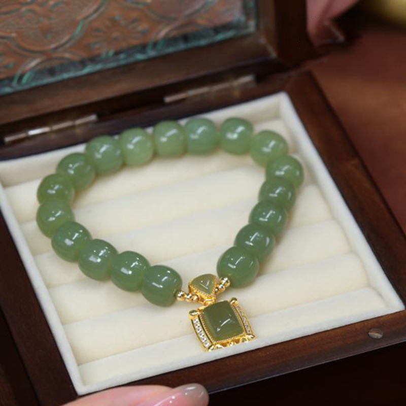 Charm - Confident - Natural Emerald Jade stone bracelet