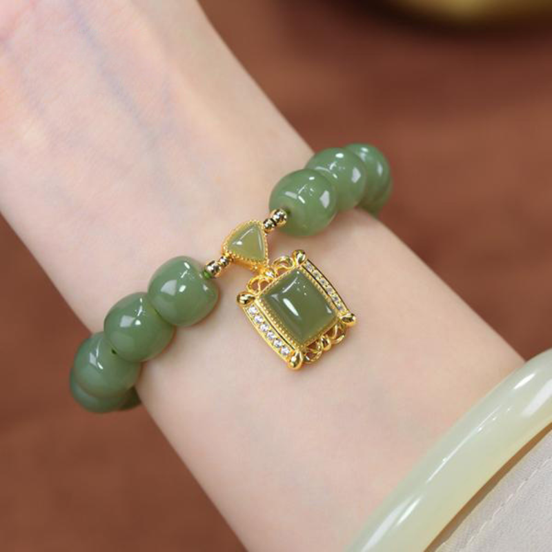 Charm - Confident - Natural Emerald Jade stone bracelet