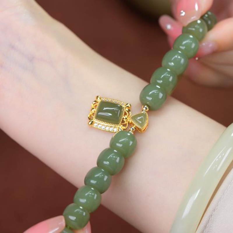 Charm - Confident - Natural Emerald Jade stone bracelet