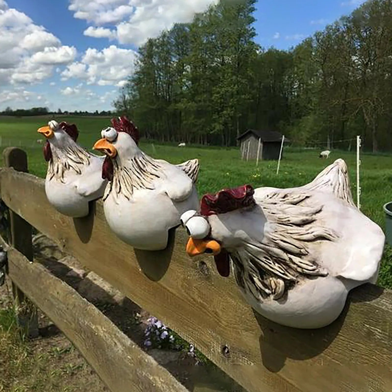 Cheerful Hen Pals Garden Sculptures