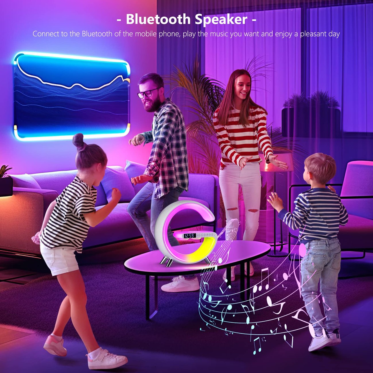 Christmas Sales - 49% OFF - Multifunctional Bluetooth Speaker-Colorful Atmosphere Light Wireless Charging and Clock All-in-one Machine