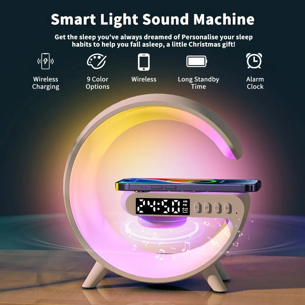 Christmas Sales - 49% OFF - Multifunctional Bluetooth Speaker-Colorful Atmosphere Light Wireless Charging and Clock All-in-one Machine