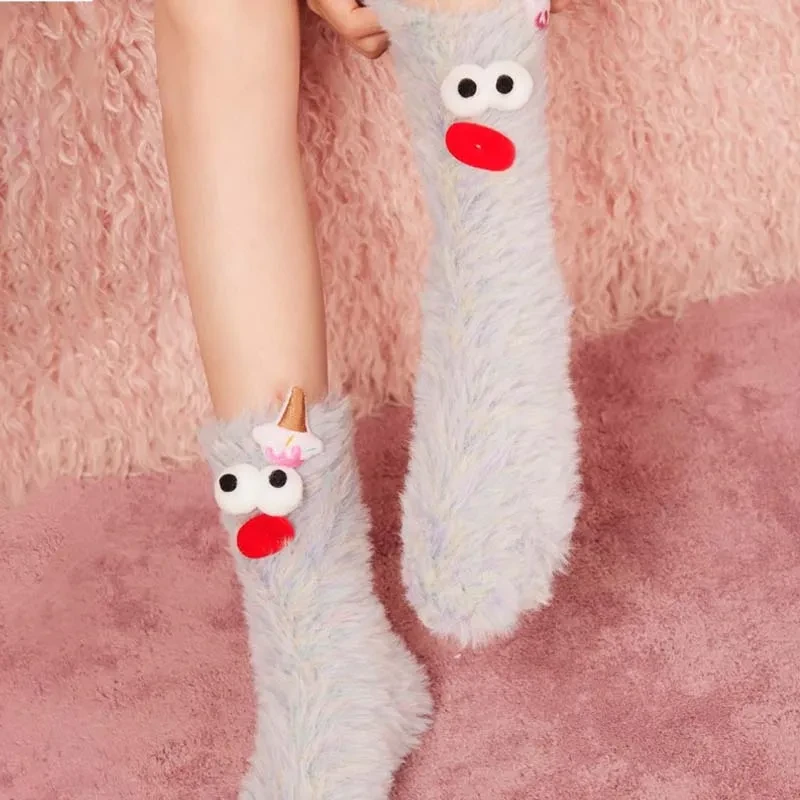 Coral Velvet Three-dimensional Quirky Socks E01