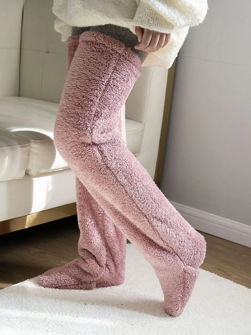 Cozy Chic Winter Elegance: Double-sided Fleece Thigh Highs