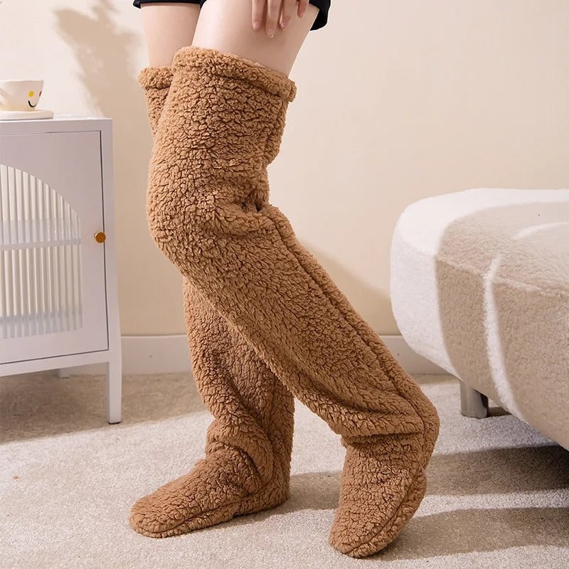 Cozy Chic Winter Elegance: Double-sided Fleece Thigh Highs