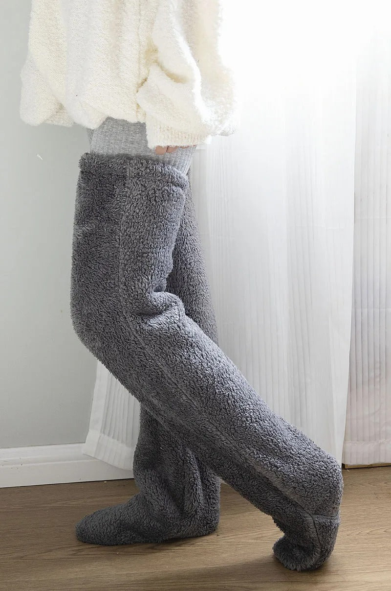 Cozy Chic Winter Elegance: Double-sided Fleece Thigh Highs