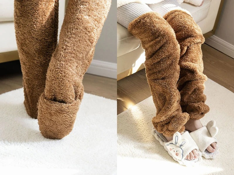 Cozy Chic Winter Elegance: Double-sided Fleece Thigh Highs