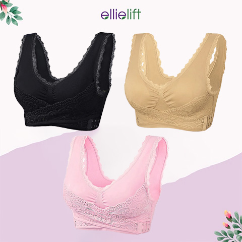 EllieLift - LAST DAY 70% OFF - Comfy Corset Bra Front Cross Side Buckle Lace Bras