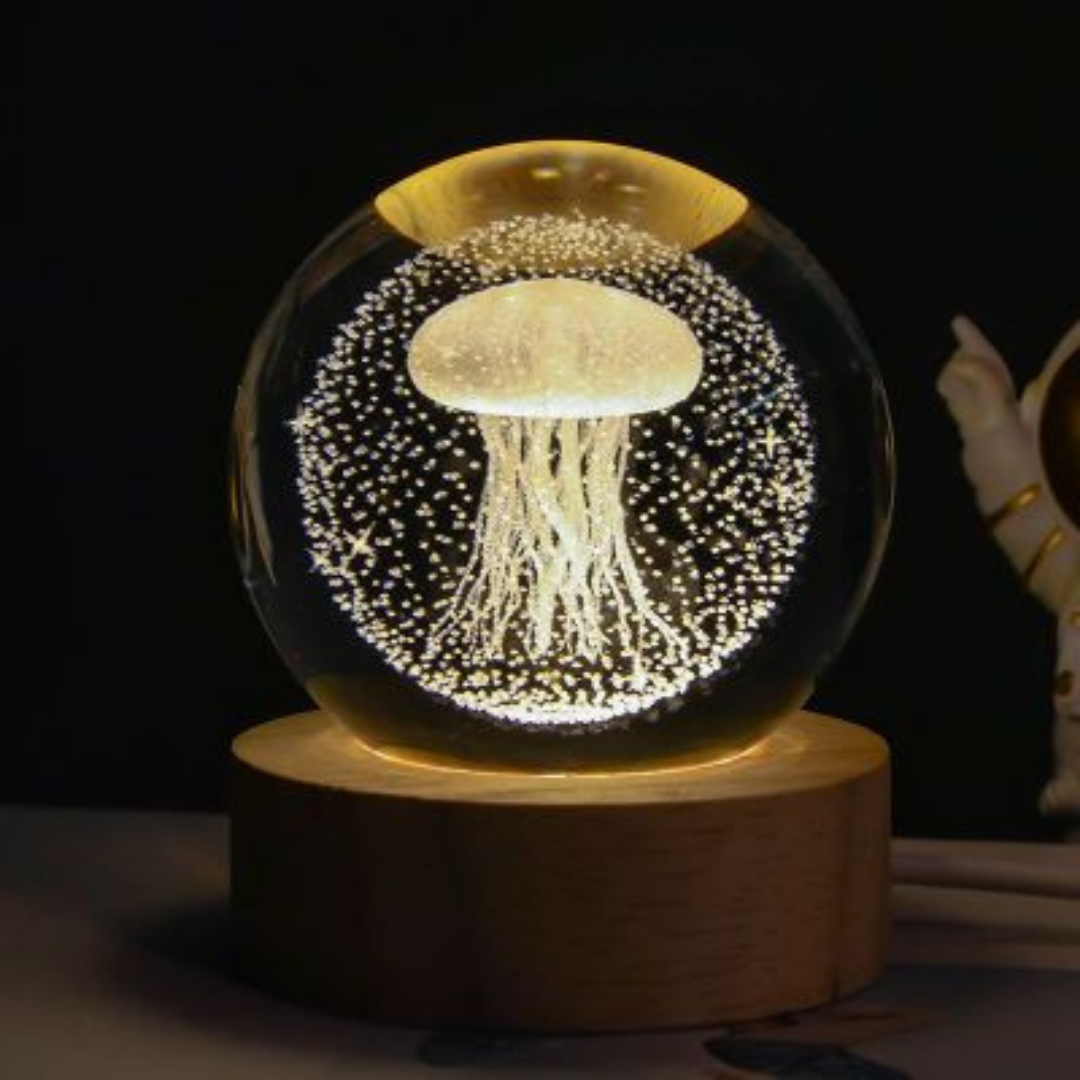 Esfera espacial 3D con base de luz