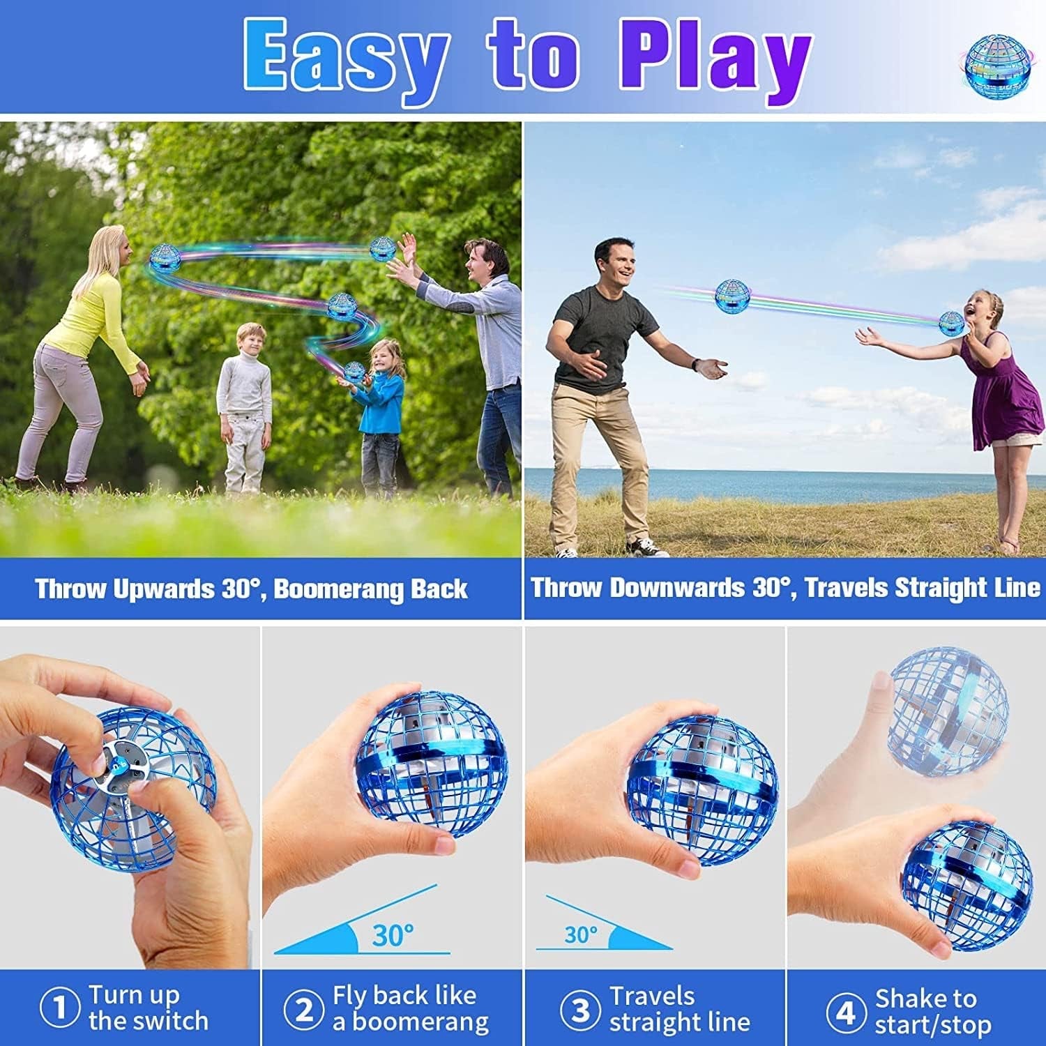 Flynova Pro, Flying Orb Ball, Hand Controlled Boomerang Hover Ball (Buy 2 Get 1 FREE)