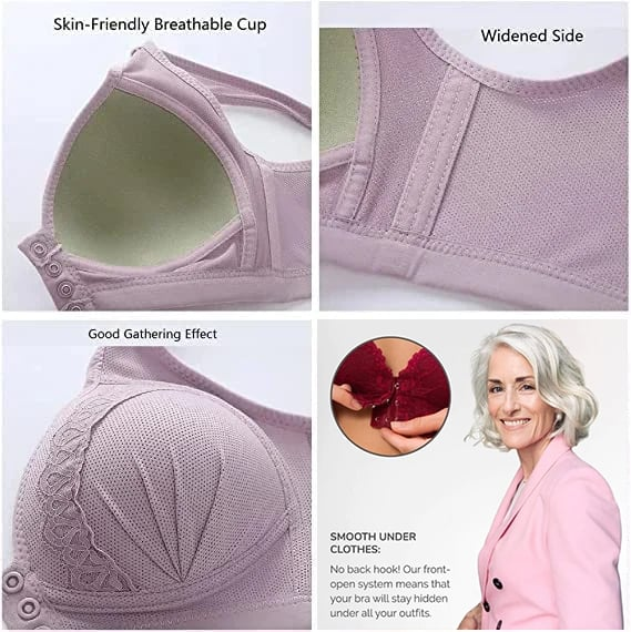 Front Button Breathable Skin-Friendly Cotton Bra