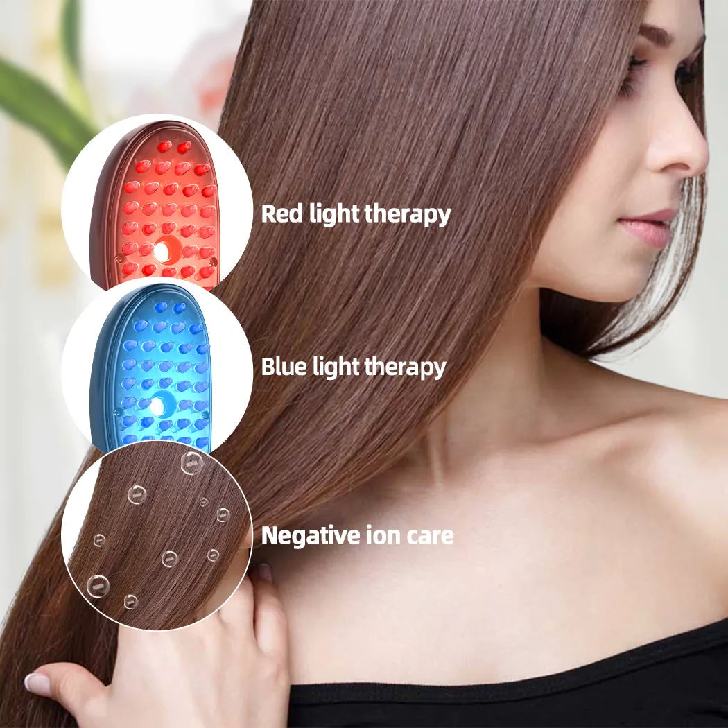 GlowGlide Rejuvenating Red Light Therapy Hair Brush Lulunami