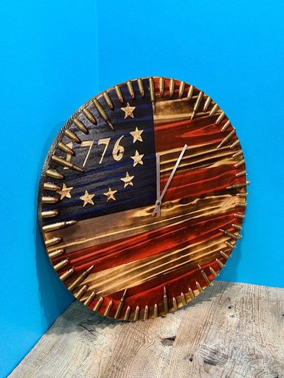 Orbmno Handmade 1776 American Flag Clock