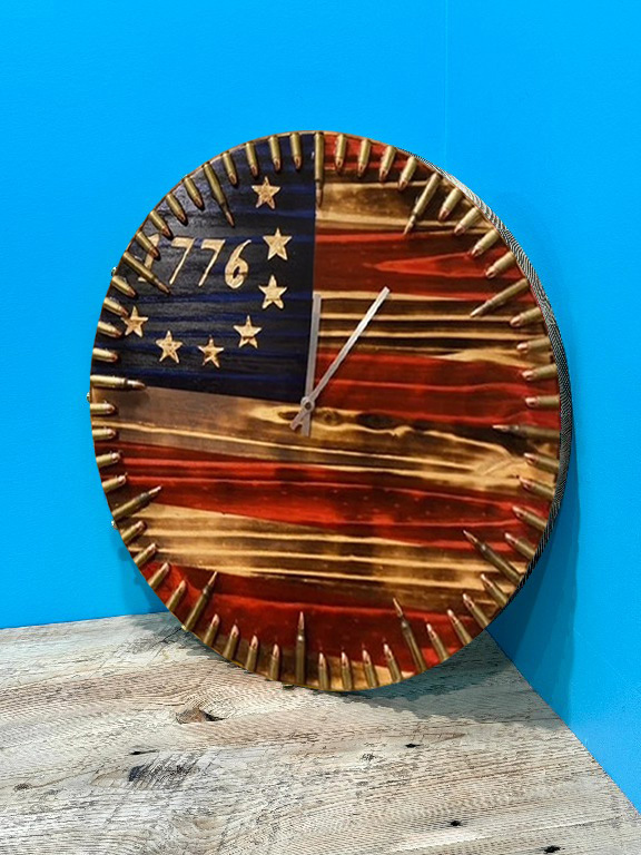 Orbmno Handmade 1776 American Flag Clock