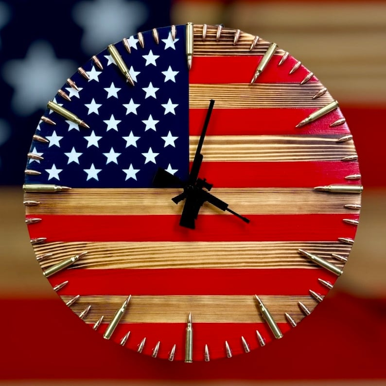 Handmade American Flag Clock