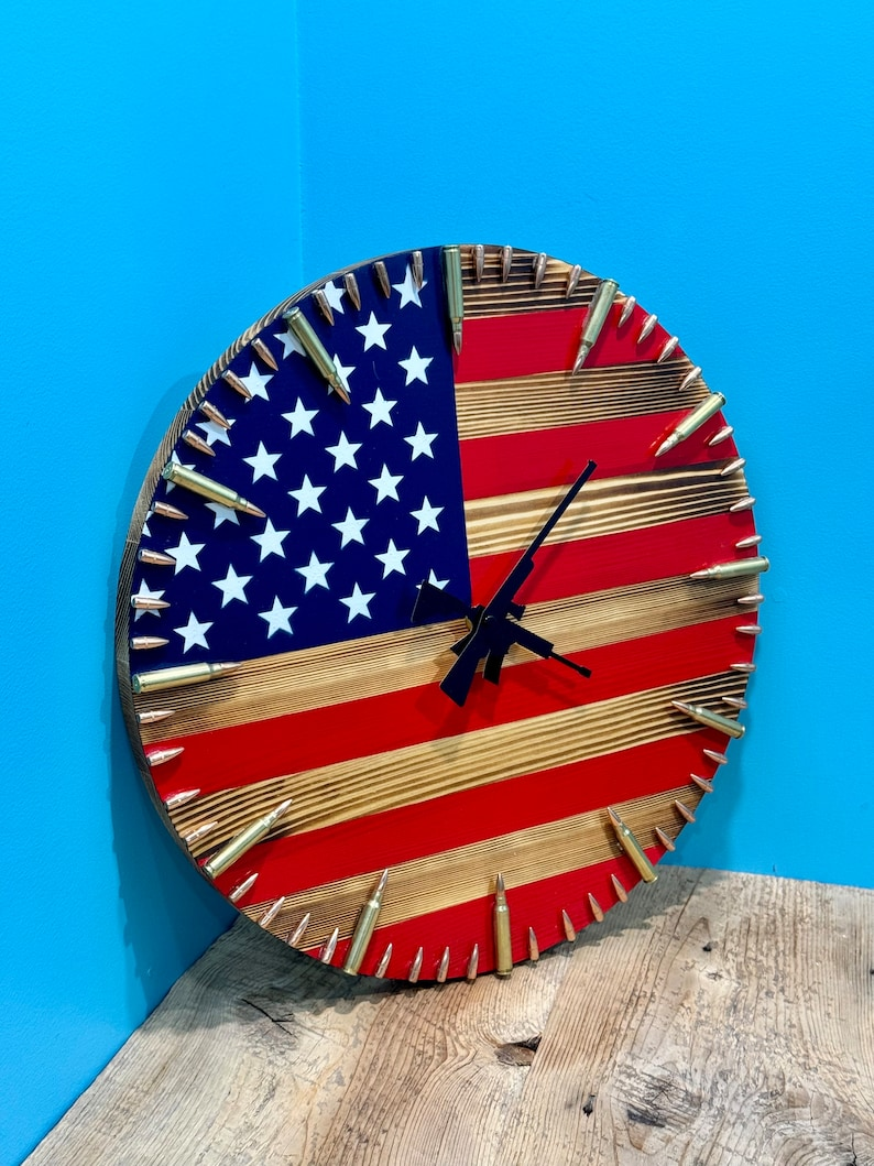 Handmade American Flag Clock