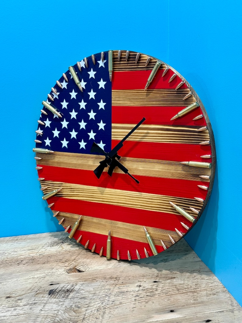 Handmade American Flag Clock