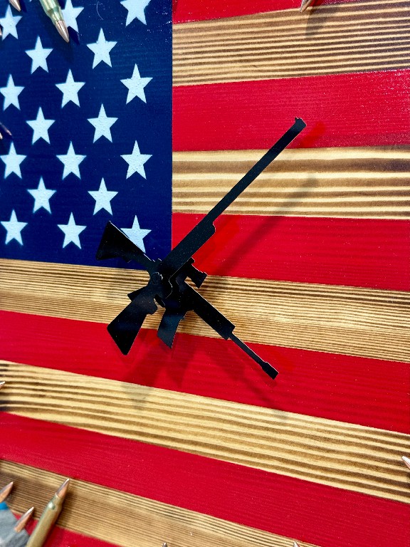 USATactical Handmade Patriotic Flag Bullet Clock