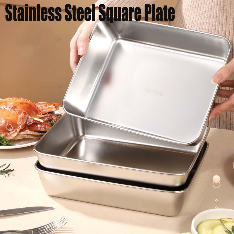 (HOT SALE NOW 49% OFF) - Stainless Steel Square Plate (With Lid)