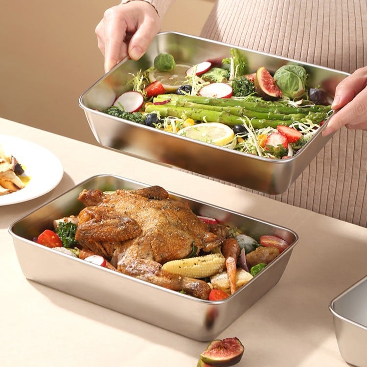 (HOT SALE NOW 49% OFF) - Stainless Steel Square Plate (With Lid)