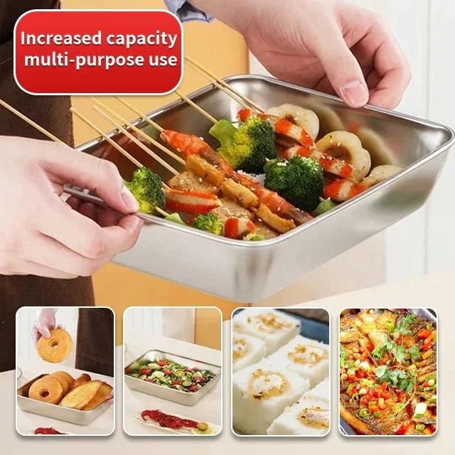 (HOT SALE NOW 49% OFF) - Stainless Steel Square Plate (With Lid)