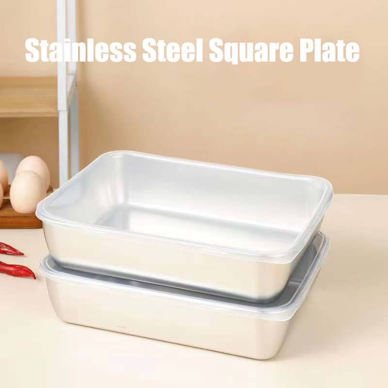 (HOT SALE NOW 49% OFF) - Stainless Steel Square Plate (With Lid)