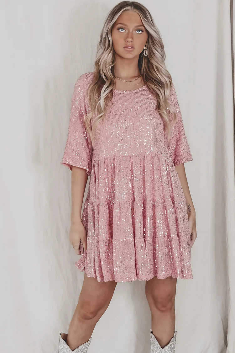 Last Day 75% - Sequin Baby Doll Dress