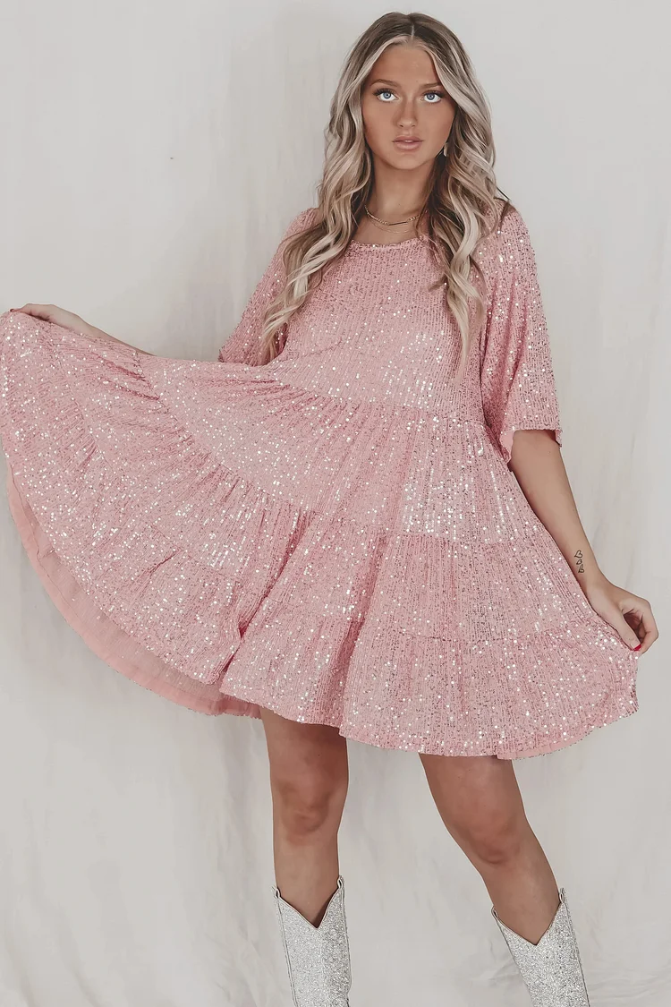 Last Day 75% - Sequin Baby Doll Dress