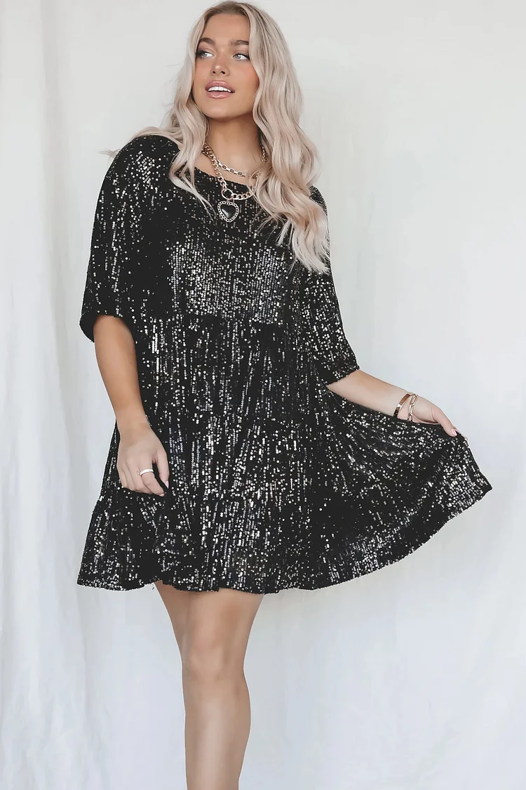 Last Day 75% - Sequin Baby Doll Dress