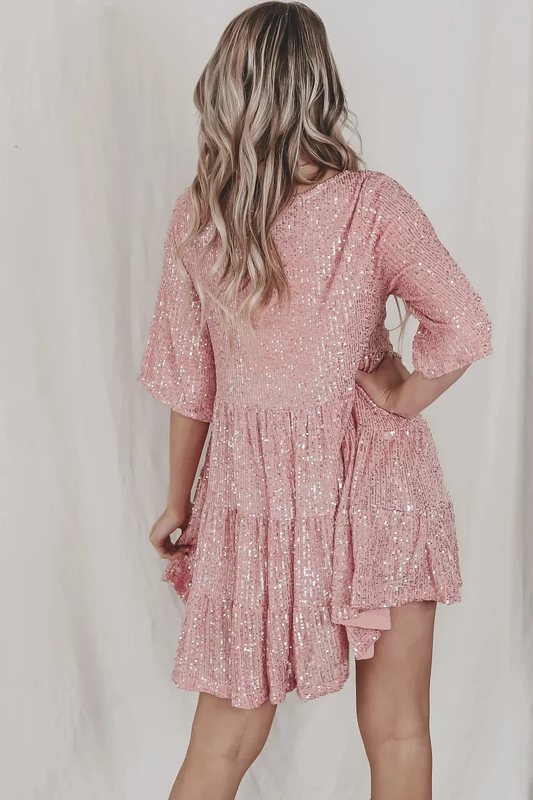 Last Day 75% - Sequin Baby Doll Dress