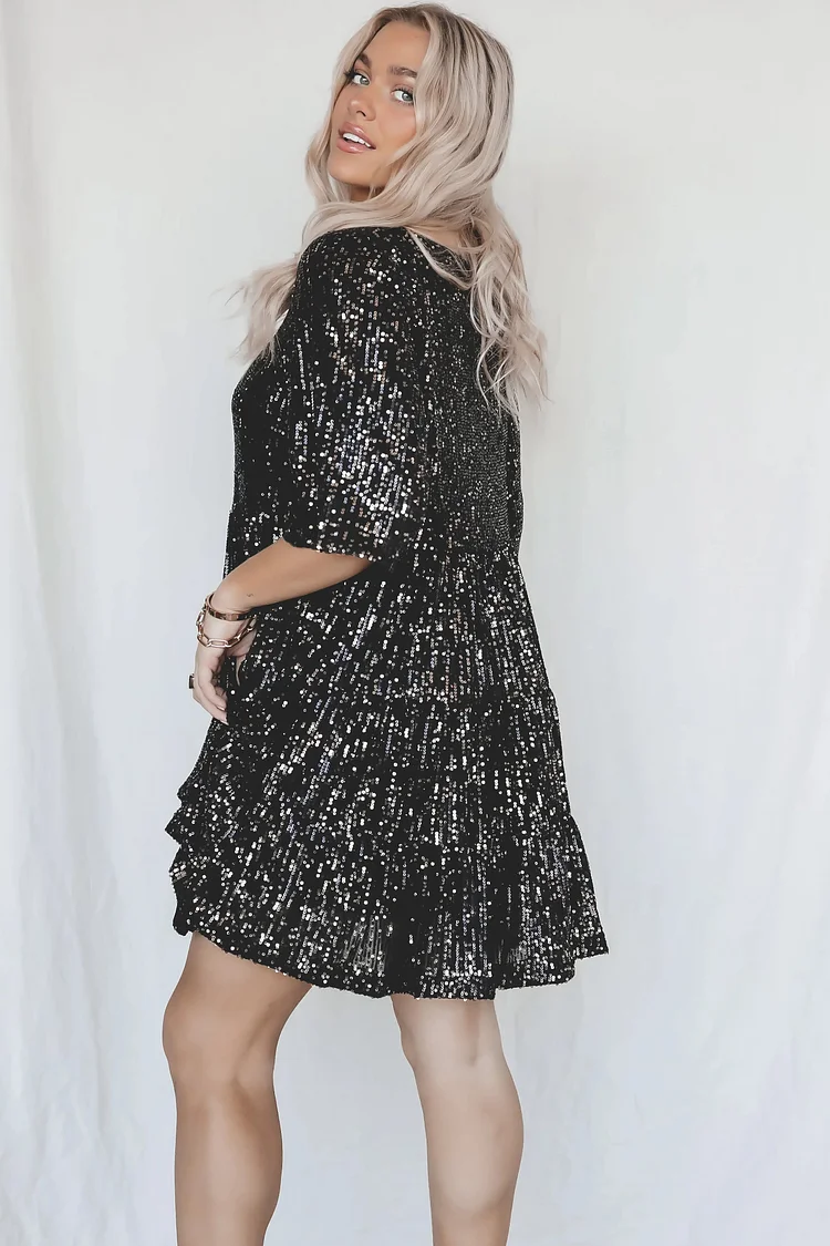 Last Day 75% - Sequin Baby Doll Dress