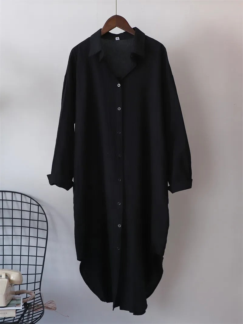 Long-sleeved Cotton Linen Loose Style Shirt