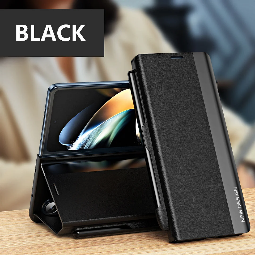 Luxury Electroplated Leather Magnetic Phone Case With Phone Stand And Pen Slot For Galaxy Z Fold3/ Fold4