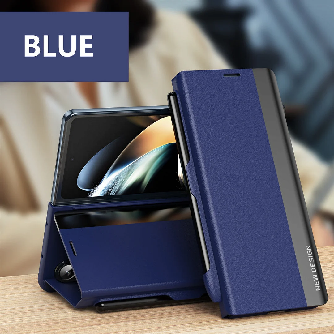 Luxury Electroplated Leather Magnetic Phone Case With Phone Stand And Pen Slot For Galaxy Z Fold3/ Fold4