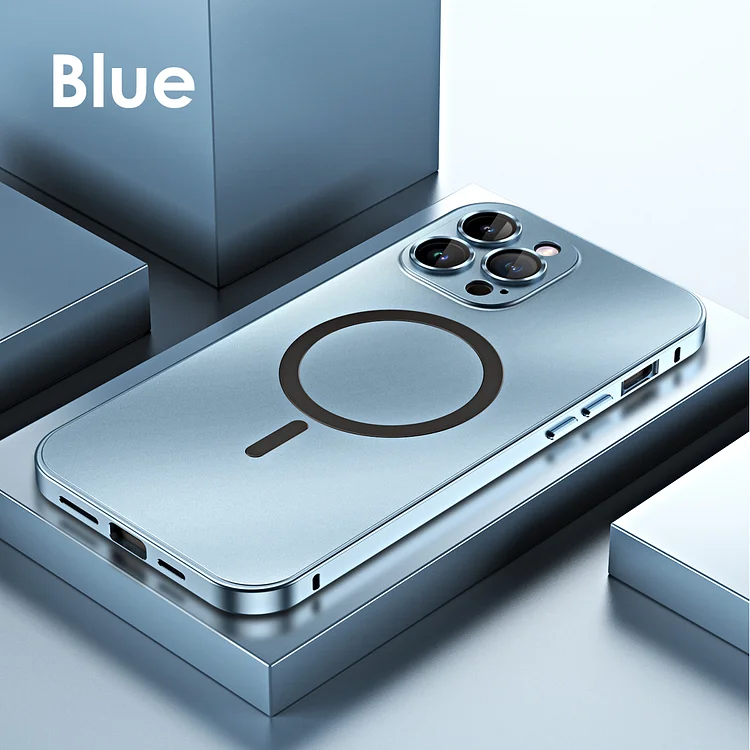 Magnetic charging aluminum metal bumper matte shell for iPhone