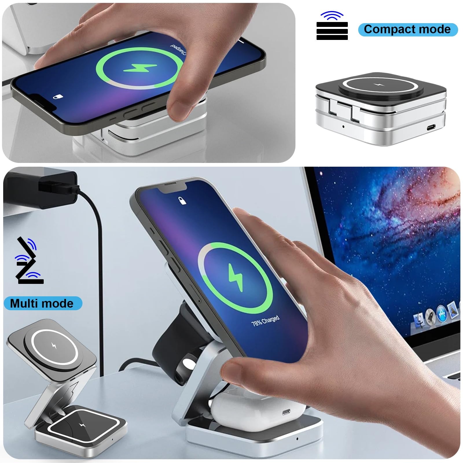 Neodesk Portable 3-in-1 Wireless Charger