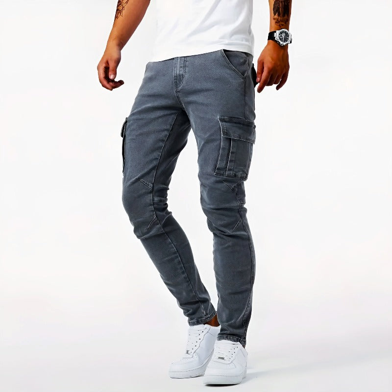 Premium 4-Way Stretch Tapered Cargo Jeans