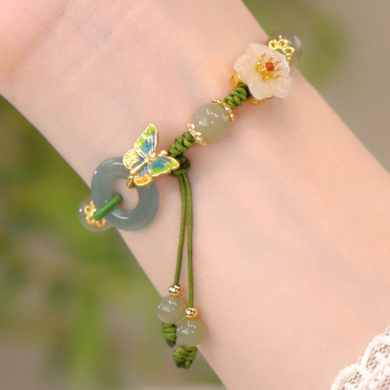 Protection – Butterfly Natural Emerald Jade stone bracelet