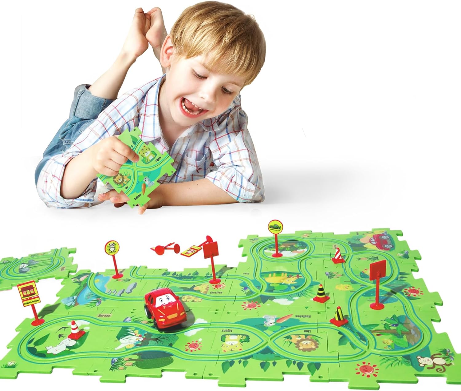 PuzzleRacer Kids Car Track Set