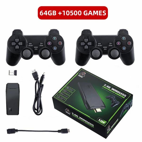 Retro Gaming Realm (4K + 64GB) 10,000 Retro Games + 2 Wireless Gamepads