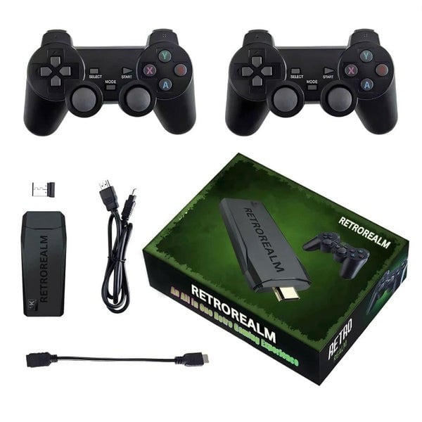 Retro Gaming Realm (4K + 64GB) 10,000 Retro Games + 2 Wireless Gamepads