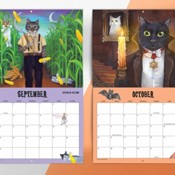 Scaredy Cats 2024 Monthly Calendar Lulunami