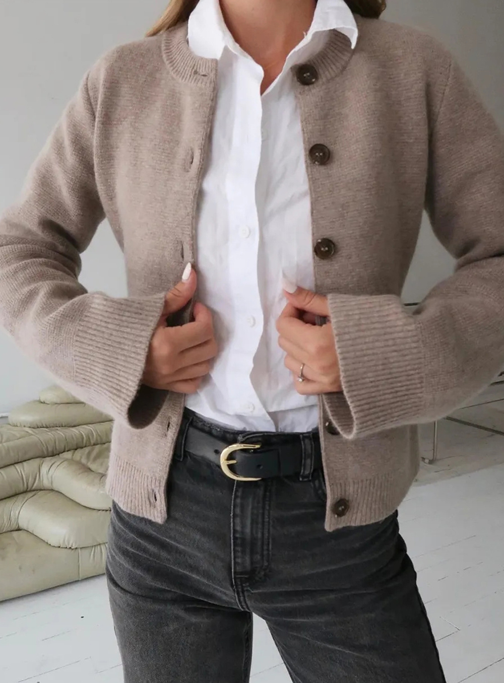 Slimming Cashmere Button Cardigan