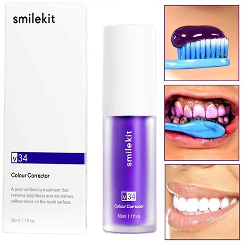 SMILEKIT New V34 Series Toothpaste Purple Color Corrector