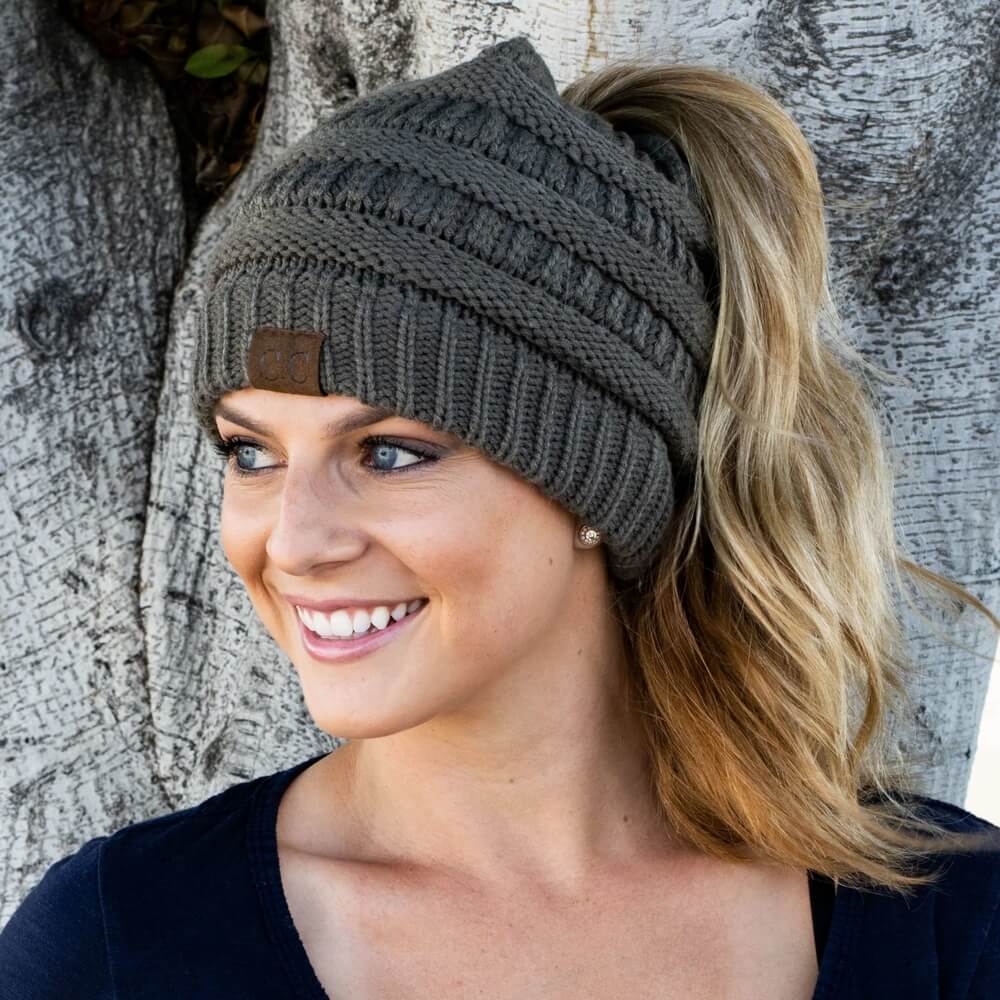 Soft Knit Ponytail Beanie