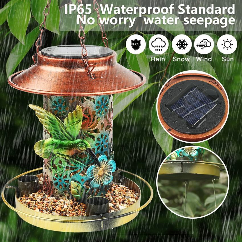 Solar-Powered Hummingbird Feeder with Integrated Water Feature