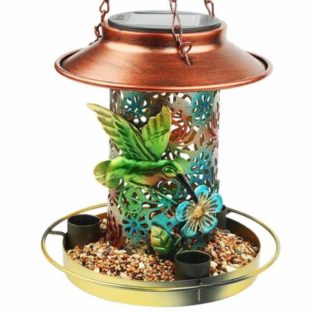 Solar-Powered Hummingbird Feeder with Integrated Water Feature