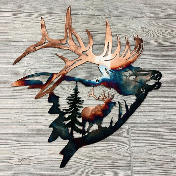 Solo Mallard Hunting & Trout Fishing Scene Metal Wall Art