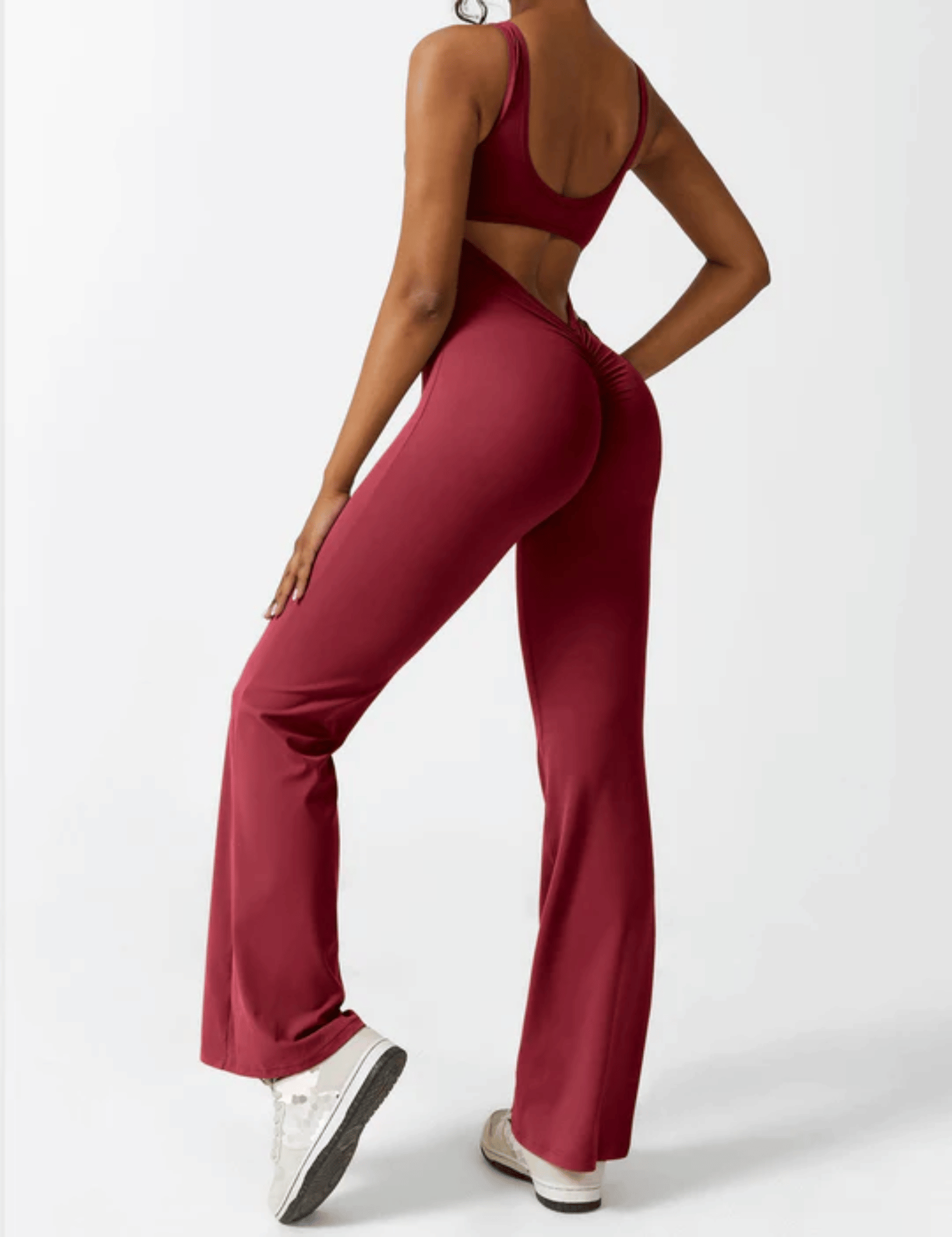 V-Scrunch Flare Jumpsuit